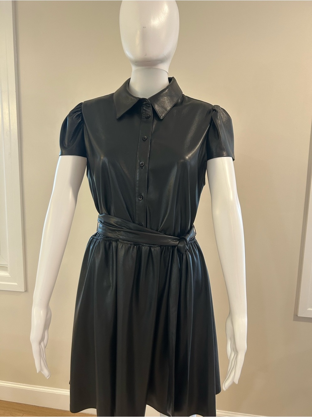 Alice + Olivia Carolyn Cap Sleeve Faux Leather Dress 

New With Tags